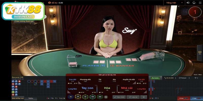 Các trò chơi nổi bật tại sảnh casino TK88 VINA