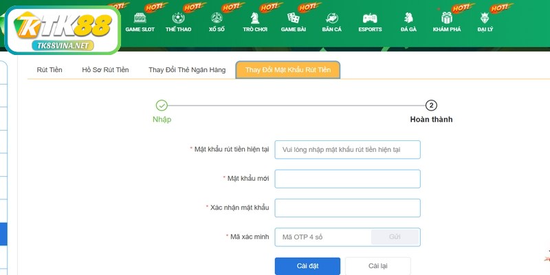 Số dư tài khoản cần đạt mức tối thiểu để rút tiền TK88