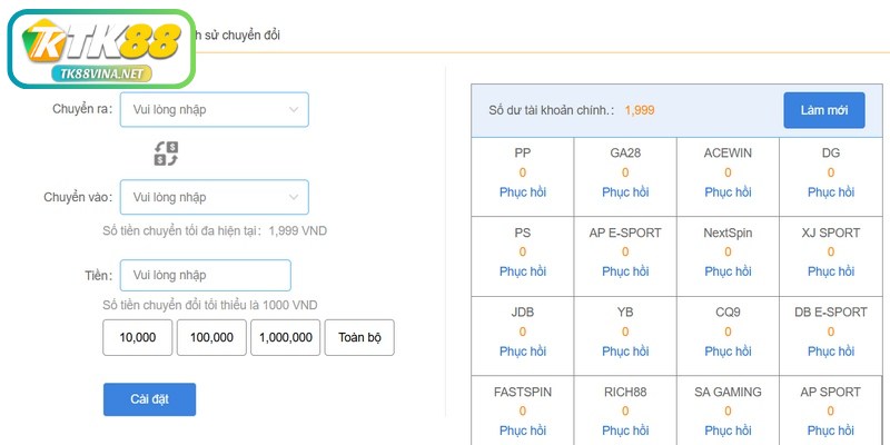 Thực hiện yêu cầu rút tiền TK88 đúng quy trình hệ thống