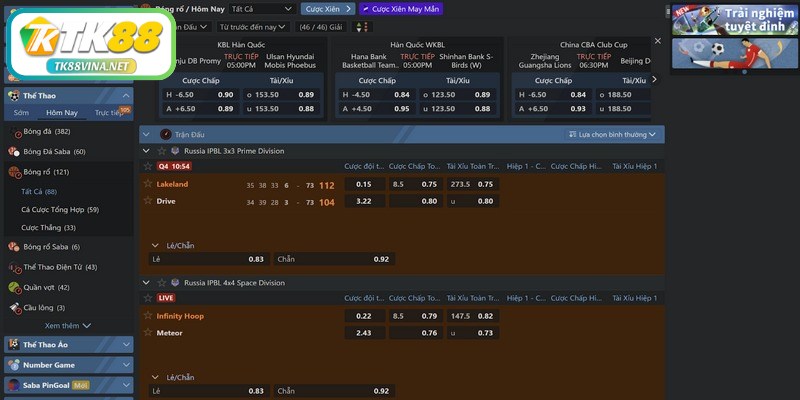 Các bộ môn thể thao hấp dẫn tại TK88 VINA